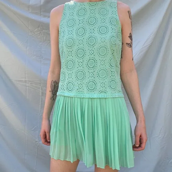 green emerald velvet dress Sheila Green Eyelet Short Dress